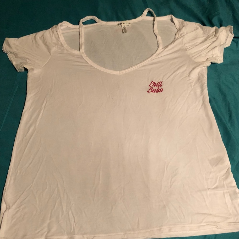 PINK cold shoulder tee